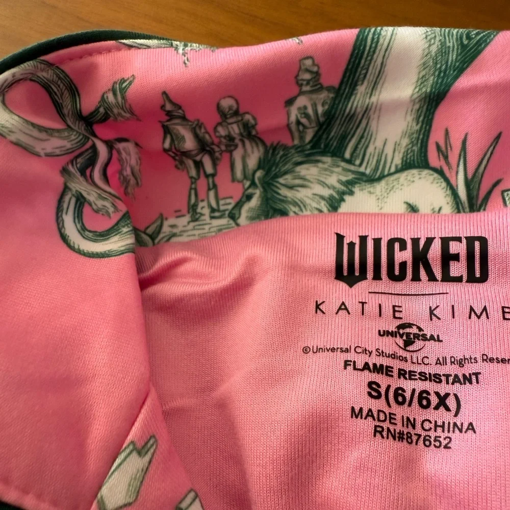 Girls Wicked Katie Kime 2pc Short Sleeve Button Down Shirt Pants Pajama Set Pink